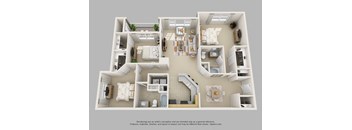 Edgewater Vista Apartments, Decatur Georgia, 2x3 Elderberry 3d floorplan