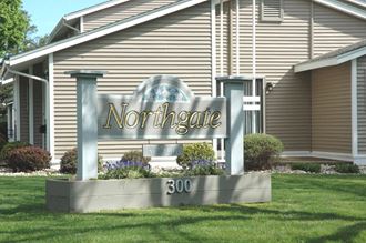 the front of a building with a sign that reads northgate