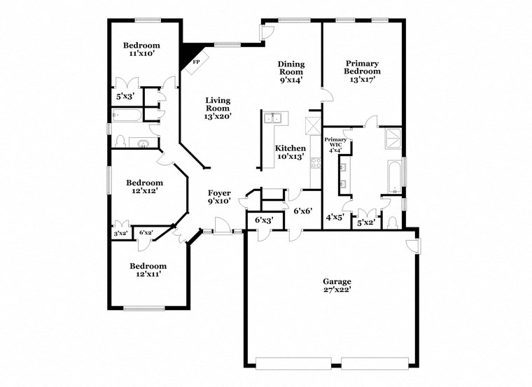 a floor plan of a house with a combination of bedrooms and a living room