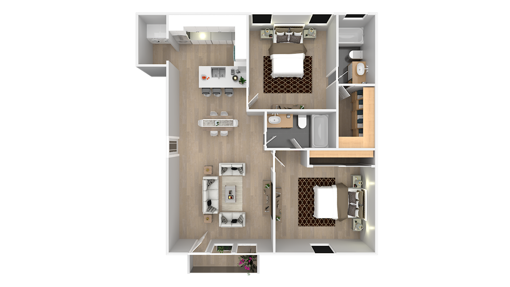 a floor plan of a bedroom with a bathroom and a living room