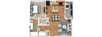 1 bed 1 bath A4 Floor Plan at The Landings at Brooks City-Base, San Antonio