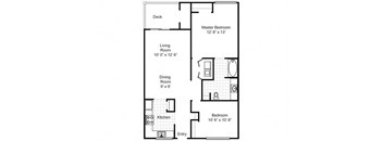 2 Bedroom, 1 Bath (950 Sq. F.) at Emory Woods Apartments, Durham, NC.