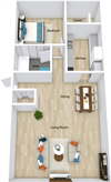 1 Bed 1 Bath A