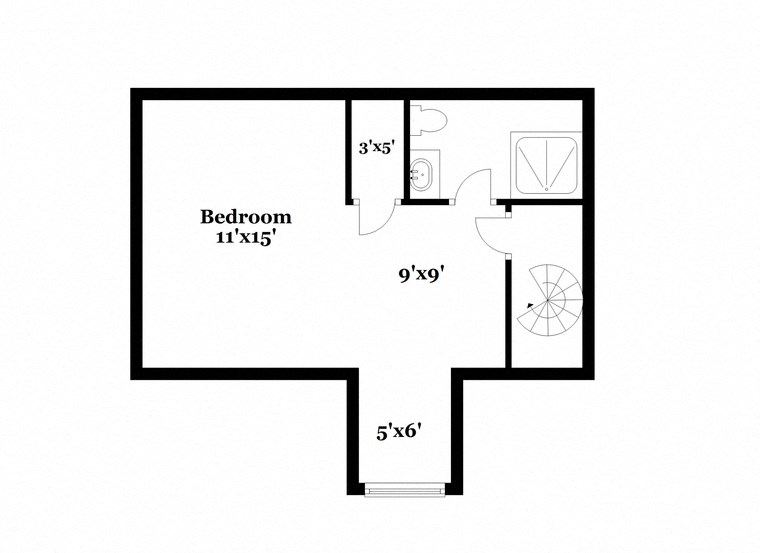 a floor plan of a house with a bedroom and a bathroom