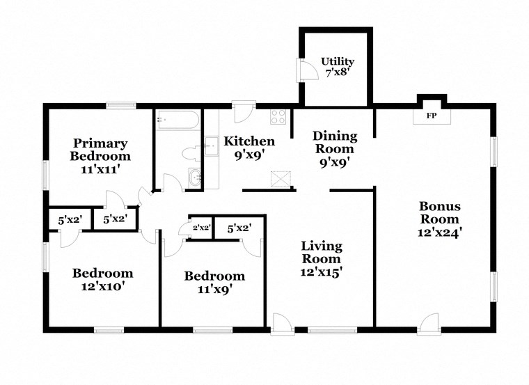 a floor plan of a house with bedrooms and a living room