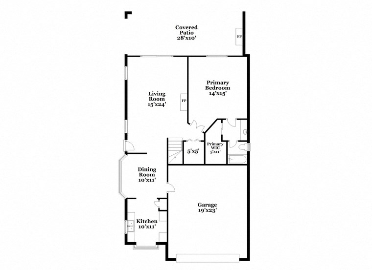 a floor plan of a house with an open concept floor plan with two bedrooms and