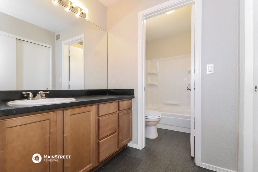 a bathroom with a sink and a toilet and a mirror