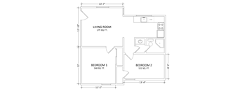 2 bedroom 1 bath apartment