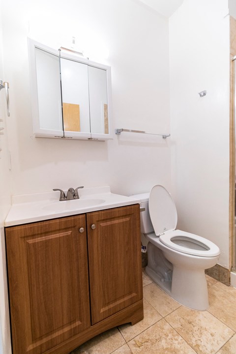 a bathroom with a toilet and a sink and a mirror