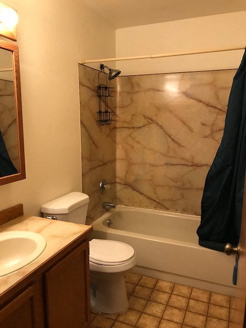 a bathroom with a toilet and a tub and a sink