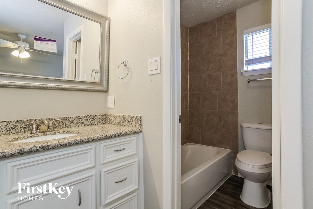 a bathroom with a toilet and a sink and a mirror