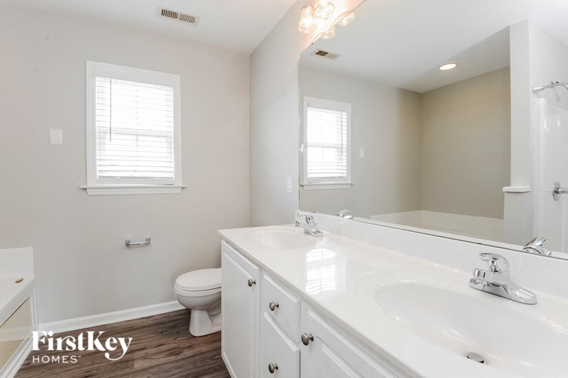 a bathroom with a sink and a toilet and a mirror