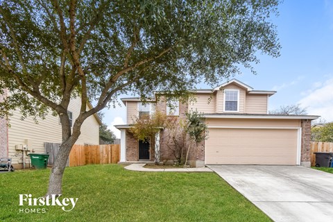 a home with a tree in the yard and a driveway