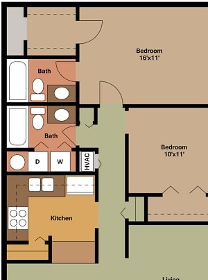 2 Bed 2 Bath