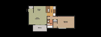 A1 Floorplan, 1 bedroom & 1 bathroom at Casa de Luna in Raleigh, NC.