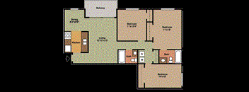 C Floorplan - 3 bed/2 bath at Casa de Luna in Raleigh, NC.