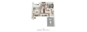 One Bedroom-821 sqft