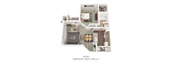 One Bedroom - 684 sqft