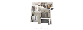 One Bedroom - 684 sqft