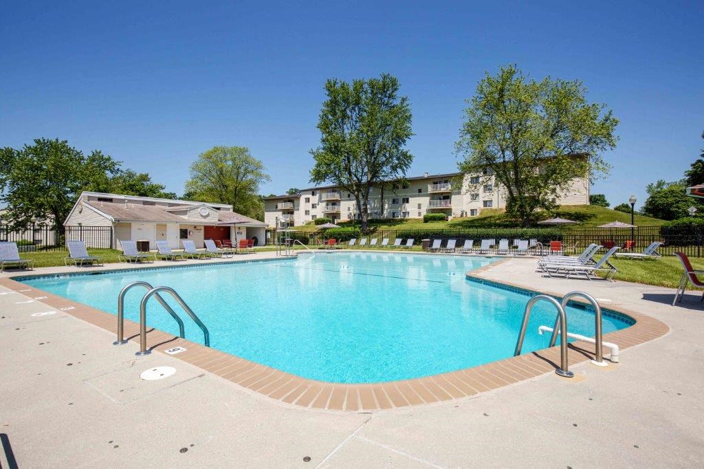 the swimming pool at the apartments for rent
