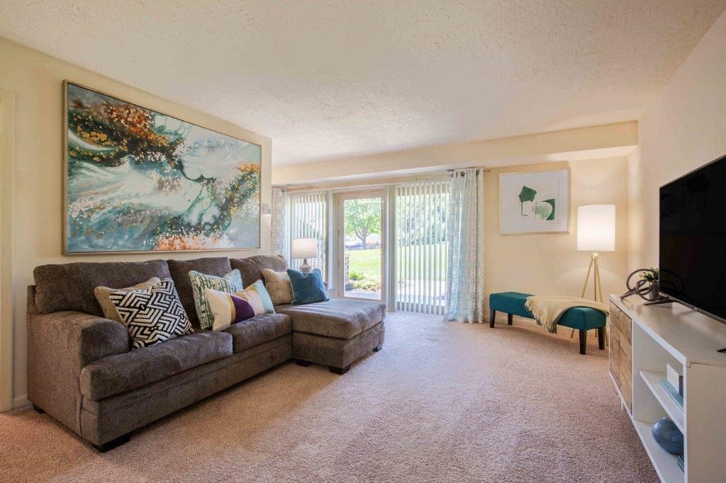 a living room with a couch and a television