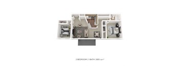 Two Bedroom - 805 sqft