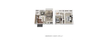 Two Bedroom 1.5 Bath Townhome - 975 sqft