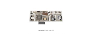 Three Bedroom 2 Bath - 1,200 sqft