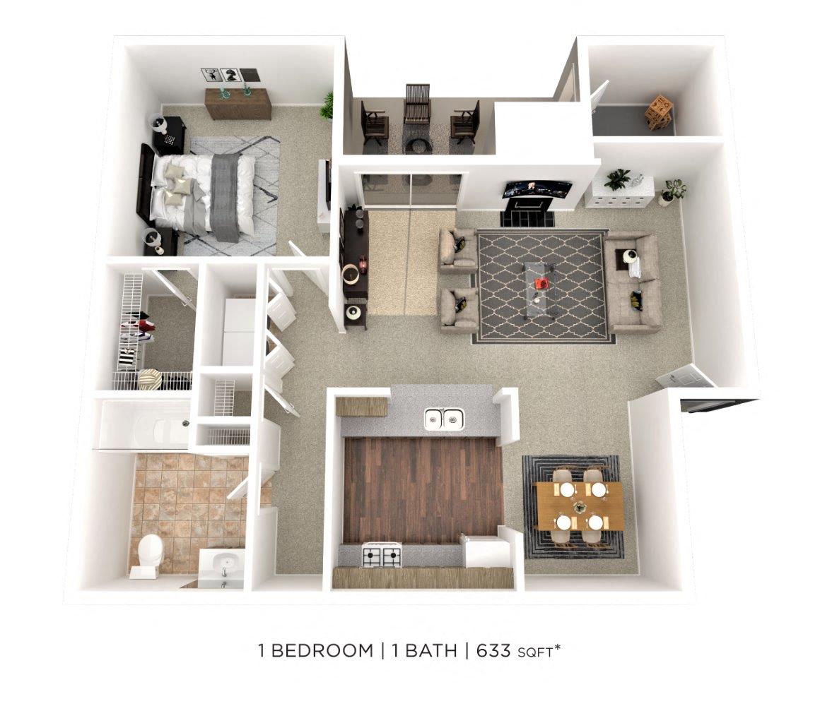 One Bedroom - 633 sqft