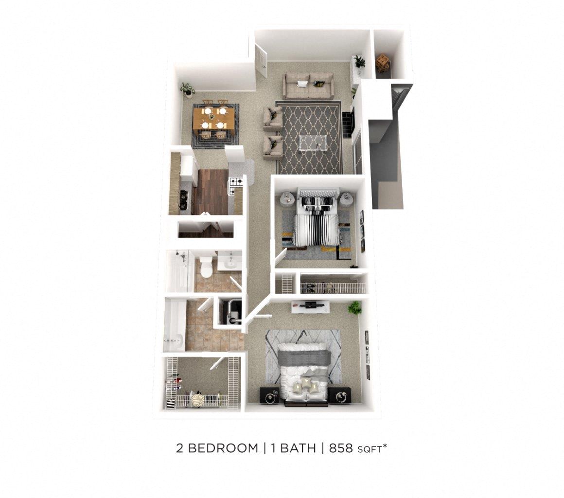 Two Bedroom - 858 sqft