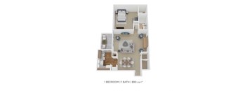 One Bedroom - 890 sqft