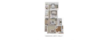 Two Bedroom 2 Bath - 1,145 sqft
