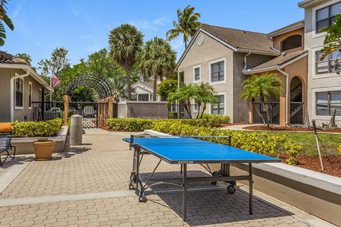 take a game of ping pong on the pool table in the center of the