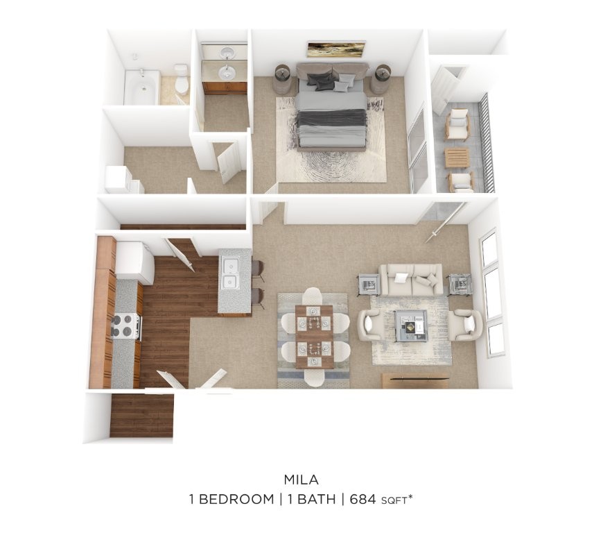 One Bedroom-684 sqft