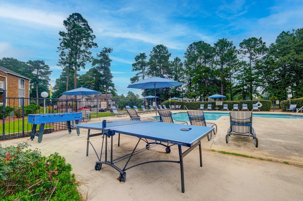 our ping pong tables are next to the pool