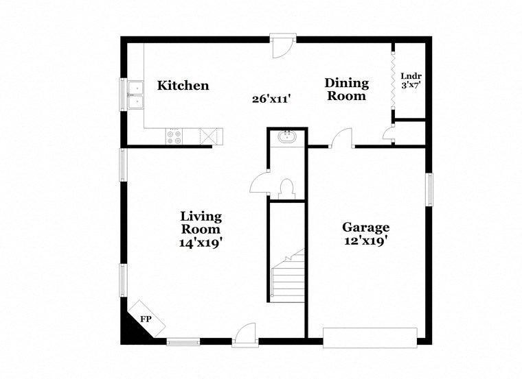 a floor plan of a house with a living room and a dining room