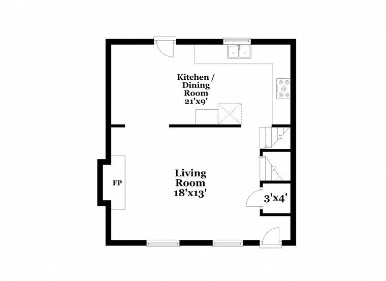a floor plan of a house with a bedroom and a living room