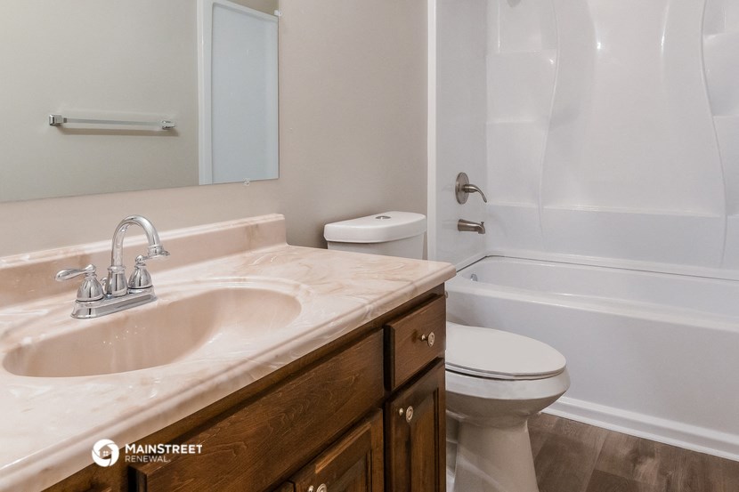 a bathroom with a sink and a toilet and a shower