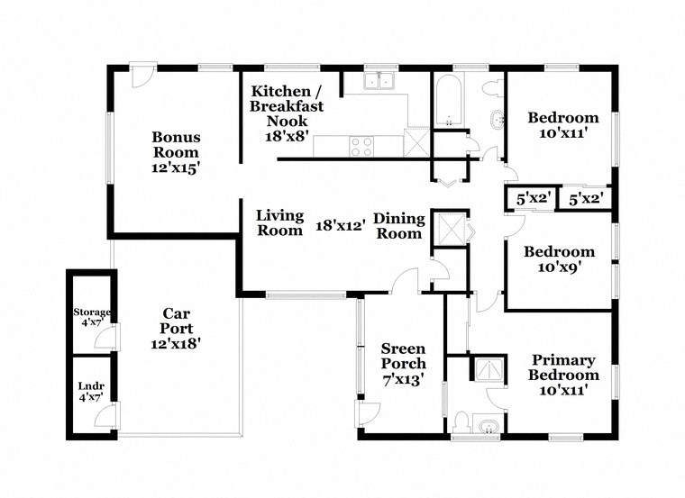 a floor plan of a house with a kitchen and a living room