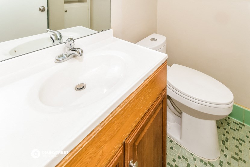 a bathroom with a toilet and a sink and a mirror