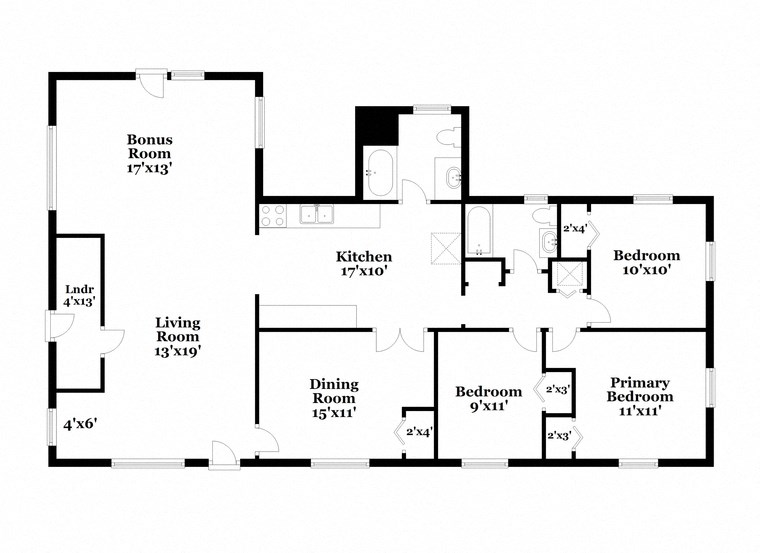 floor plan of the upper level of the house with the bedrooms and baths