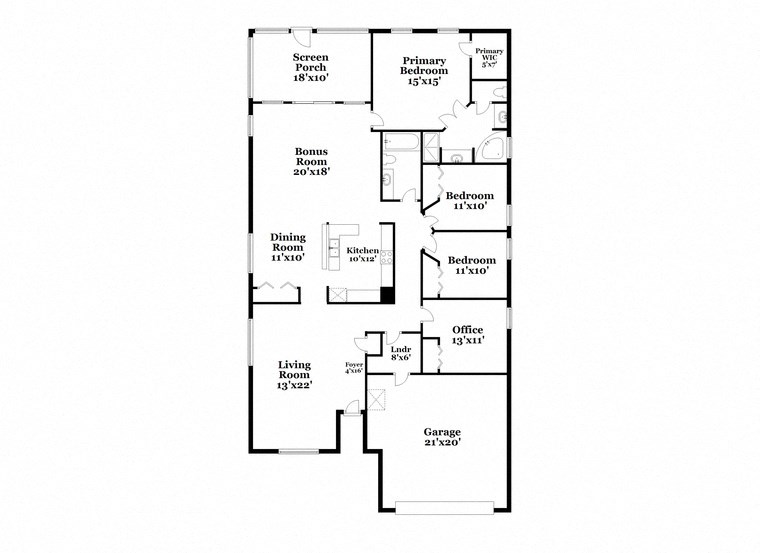 a floor plan of a home with a mix of bedrooms and a garage