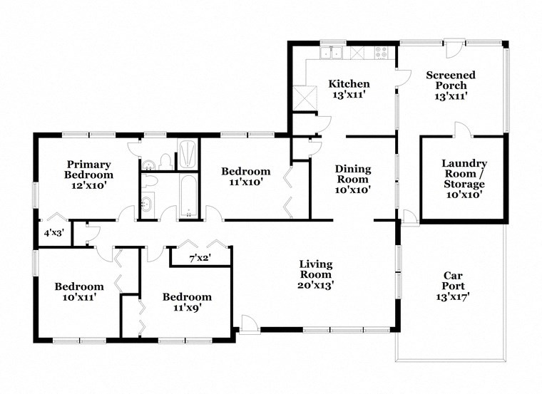a floor plan of a house with bedrooms and baths and a living room and a