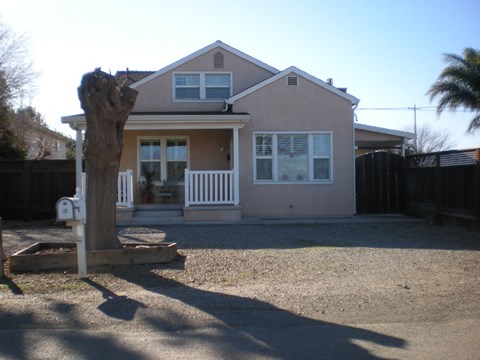 a house with a tree in the front yard