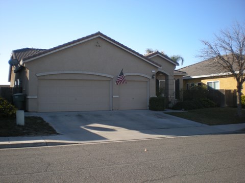 a house with an flag in front of it