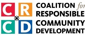 A logo with the letters C, R, and D in different colors and the words "Coalition for Responsible Community Development".