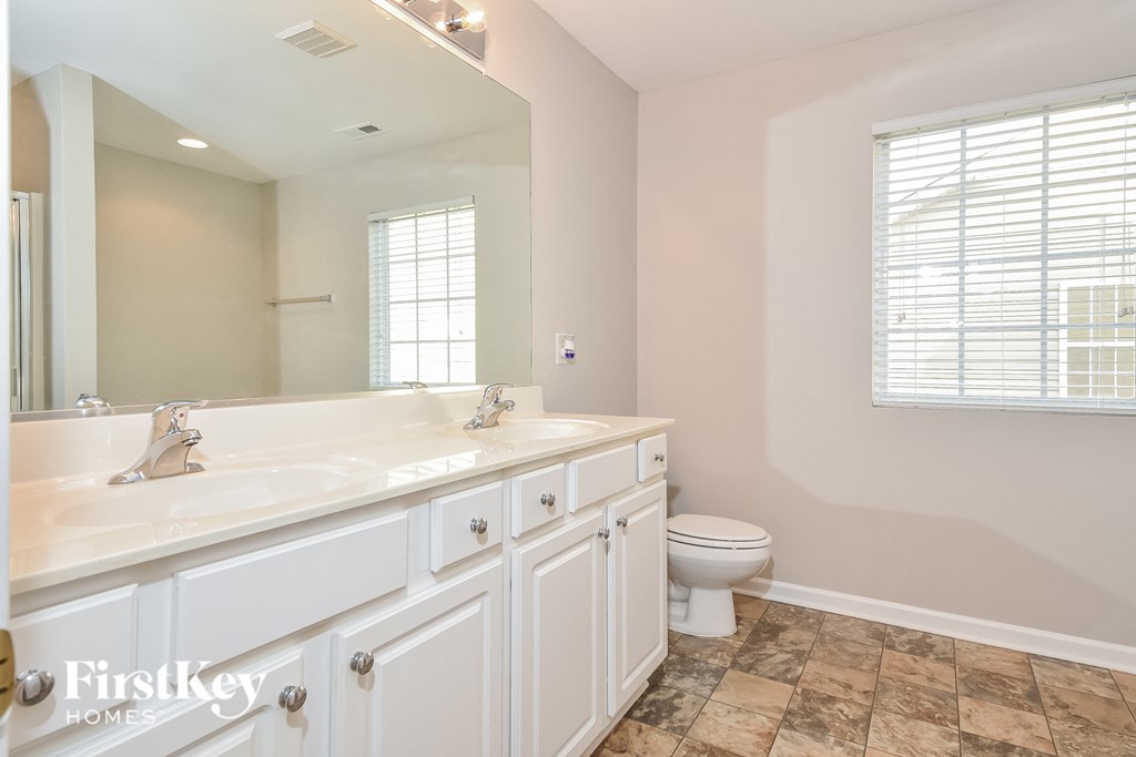 a bathroom with a sink and a toilet and a mirror