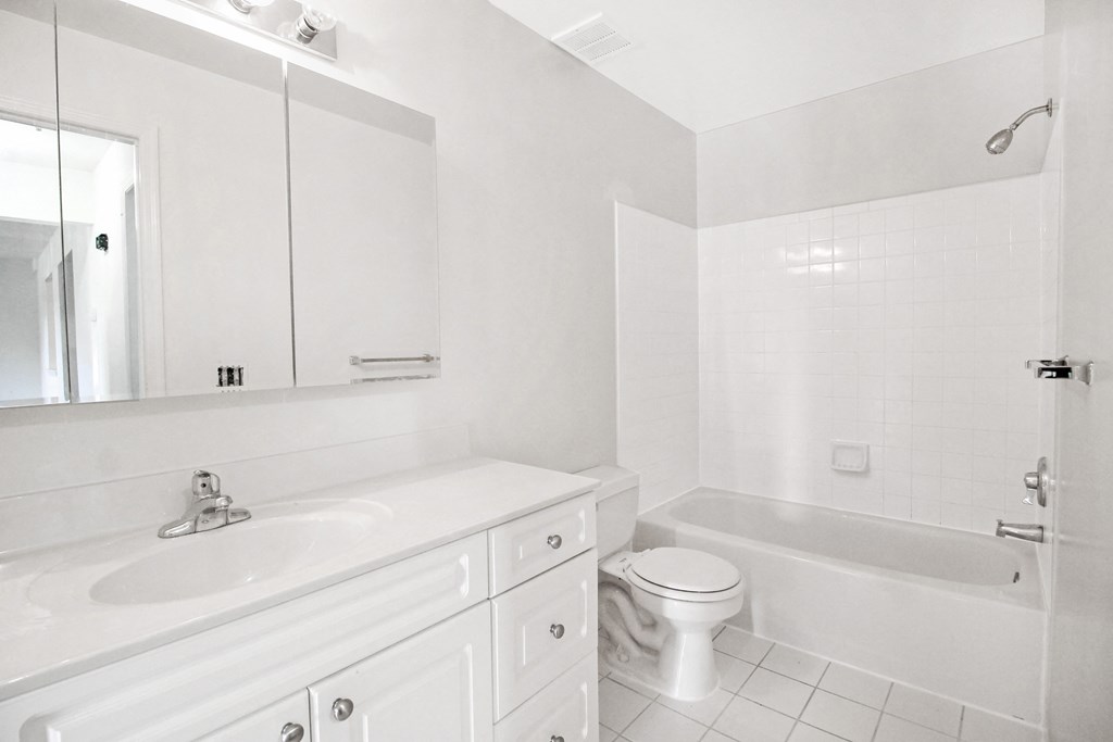 a bathroom with a sink toilet and a bath tub
