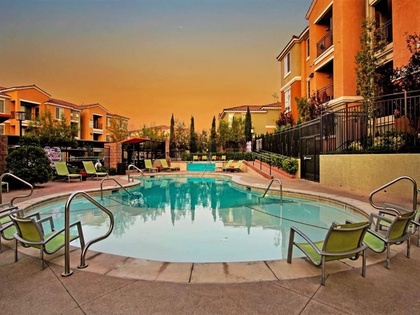 the swimming pool at the apartments for rent