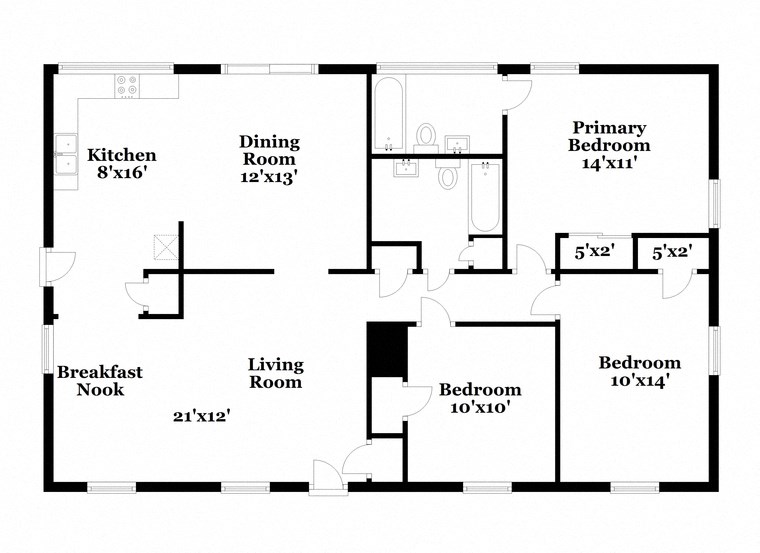 a floor plan of a house with bedrooms and a living room